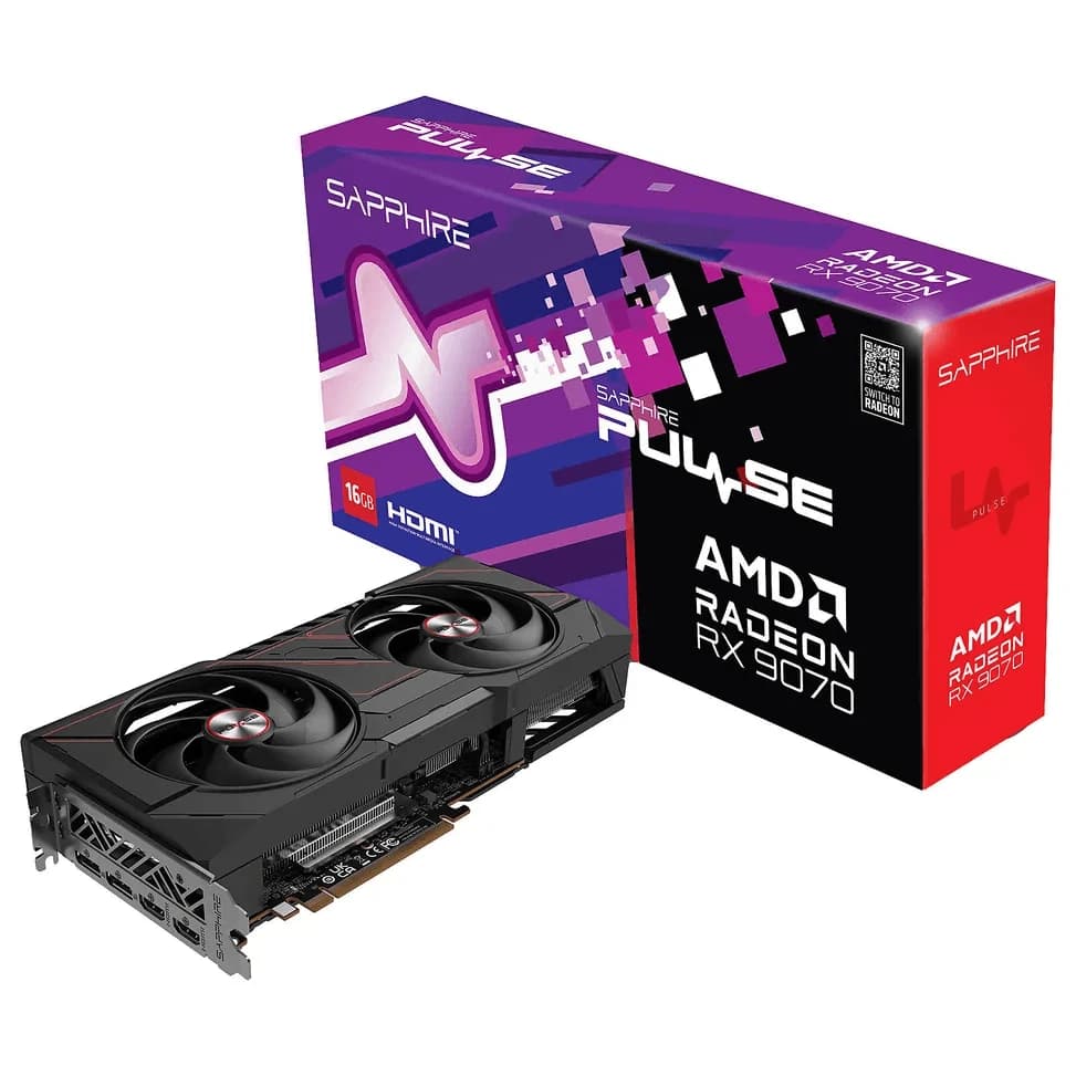 Sapphire PULSE AMD Radeon RX 9070 Gaming 16GB GDDR6 | PCIe 5.0 | Dual Fan | Ray Tracing | FSR