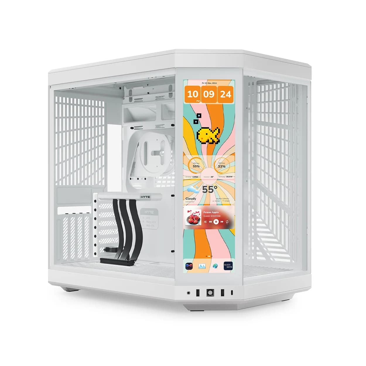 HYTE Y70 TOUCH INFINITE | 14.9″ Touch Screen | White (Snow) | Mid Tower | Panoramic Glass | NEW