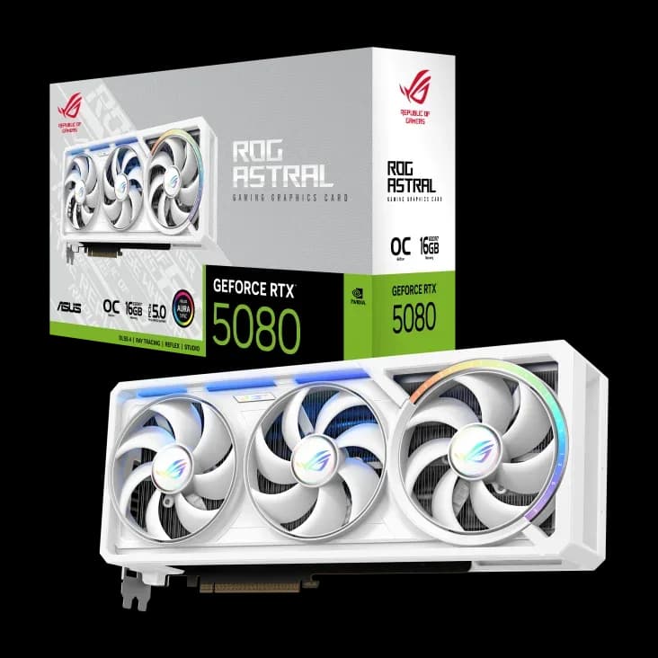 ASUS ROG Astral GeForce RTX 5080 OC White | 16GB GDDR7 | 256-bit | PCIe 5.0 | BOX - ASUS Components