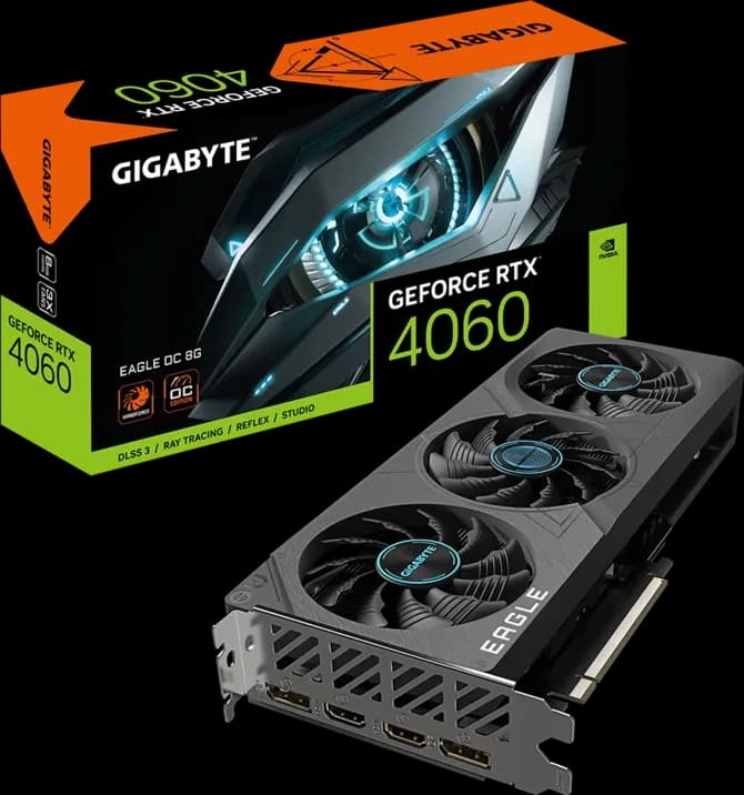 Gigabyte GeForce RTX 4060 EAGLE 3X OC | 8GB GDDR6 | PCIe 4.0 - Gigabyte Components