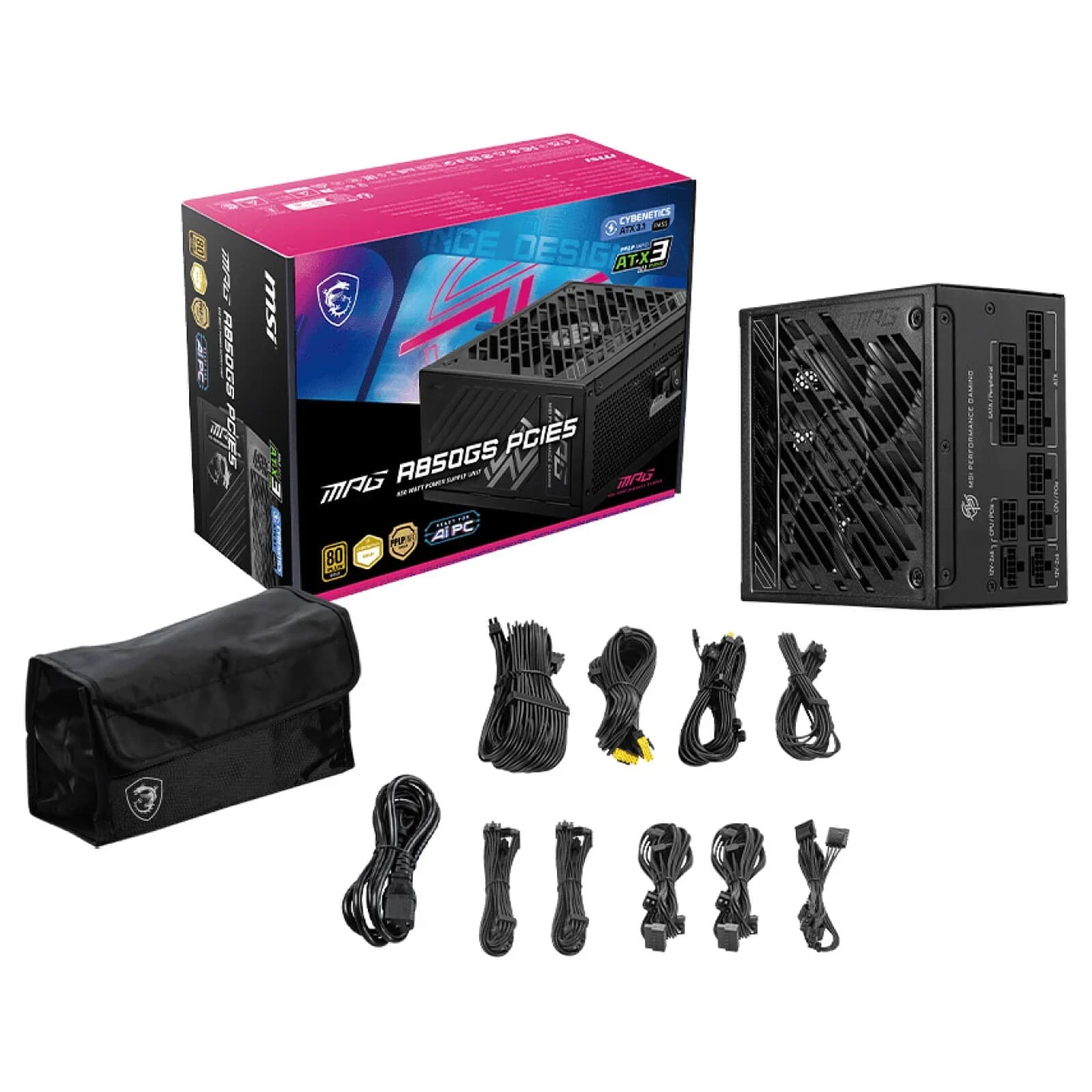 MSI MPG A850GS PCIe 5.0 | 850W | 80+ Gold | Full Modular | ATX 3.0 - MSI Components