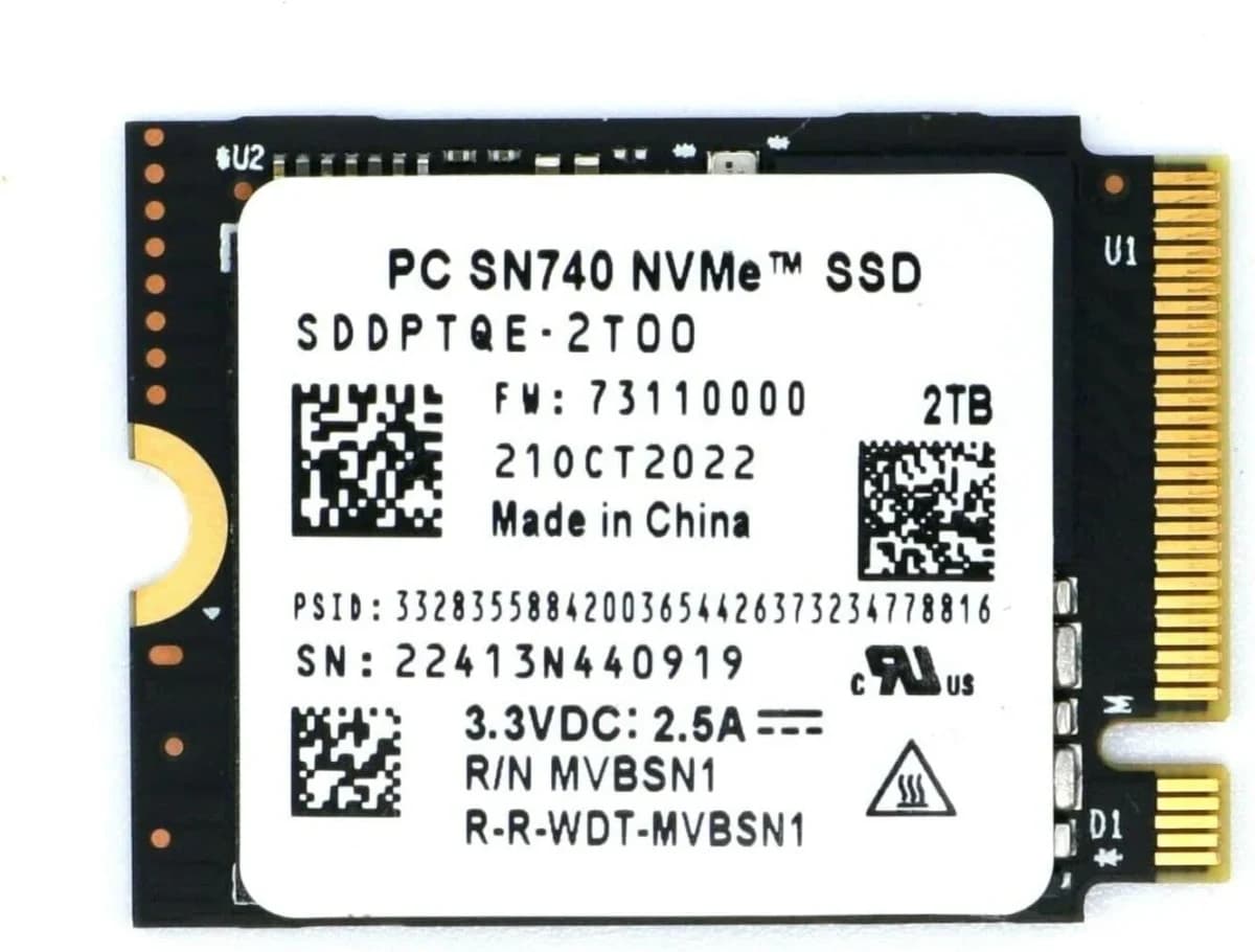 Western Digital PC SN740 2TB NVMe PCIe Gen4 x4 M.2 2230 SSD (TRAY) - Western Digital SSD Drives (M.2 & SATA)