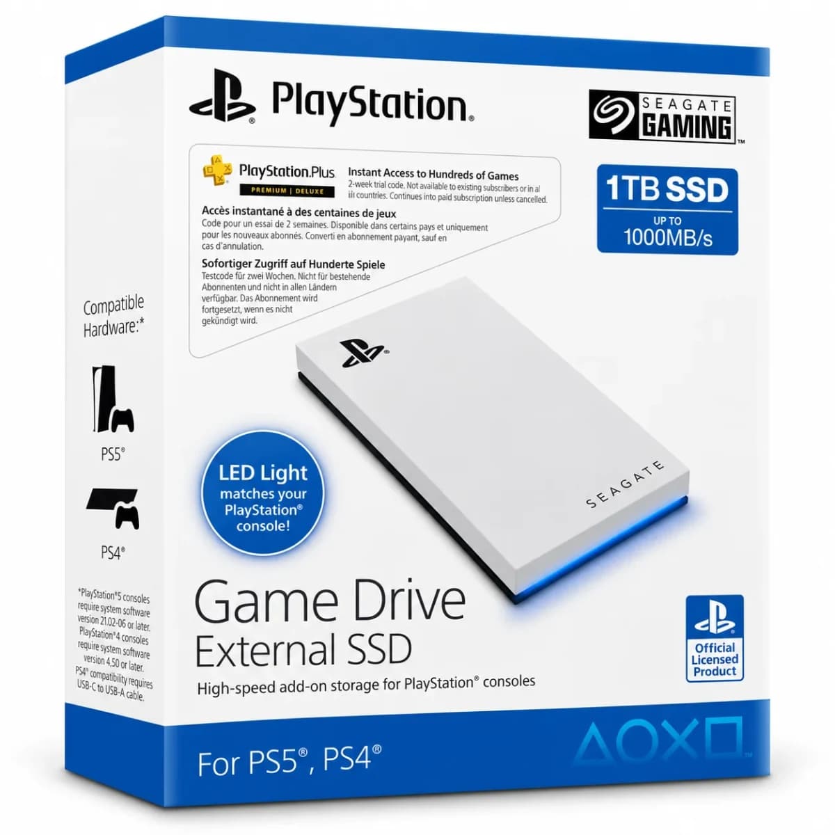 Seagate Game Drive External SSD 1TB USB 3.2 pour PlayStation (Blanc) - Seagate External Hard Drives