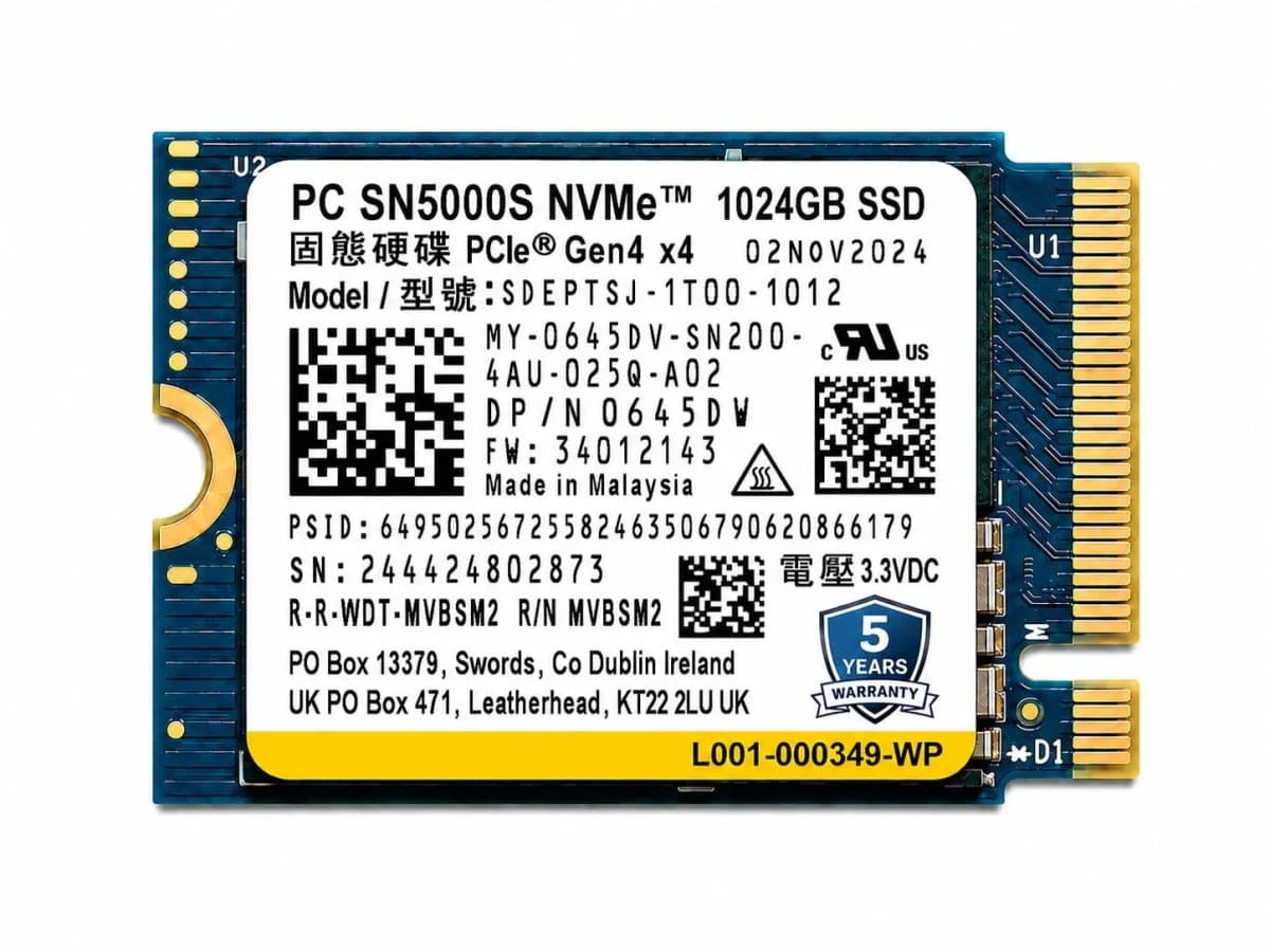WD Blue SN5000S 1TB PCIe Gen4 x4 NVMe M.2 2230 SSD (TRAY) - Western Digital SSD Drives (M.2 & SATA)